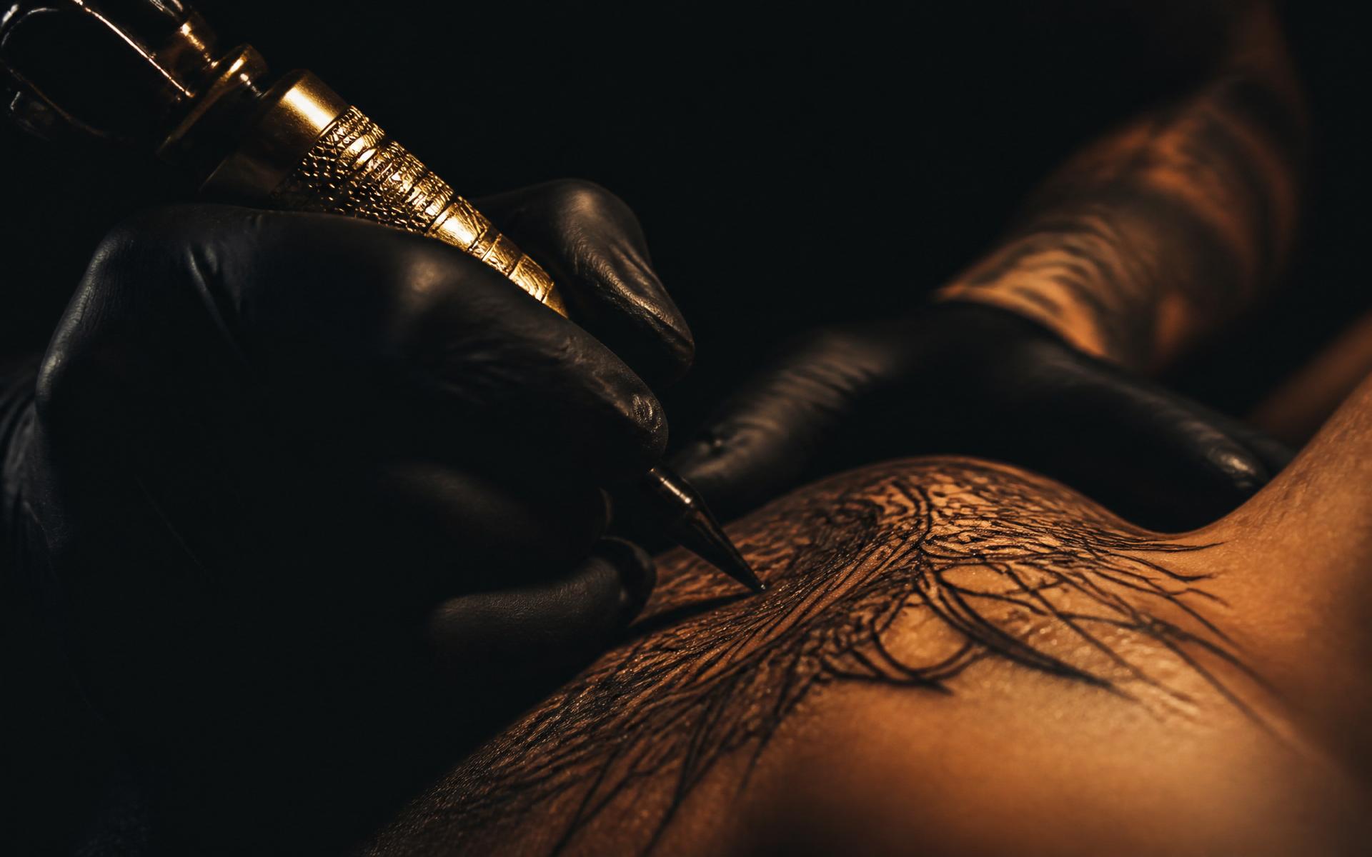 Tattoo being applied at the SKIN ART studio in Marrakech, Medina